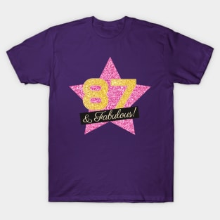 87th Birthday Gifts Women Fabulous - Pink Gold T-Shirt